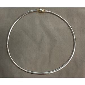 14k Reversible White and Yellow Gold 16 inch Omega Necklace